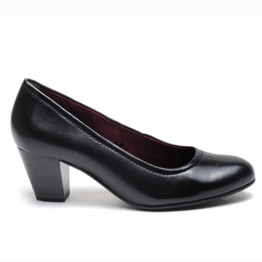 Tamaris Black Leather Pump Classic Comfortable Academia 37
